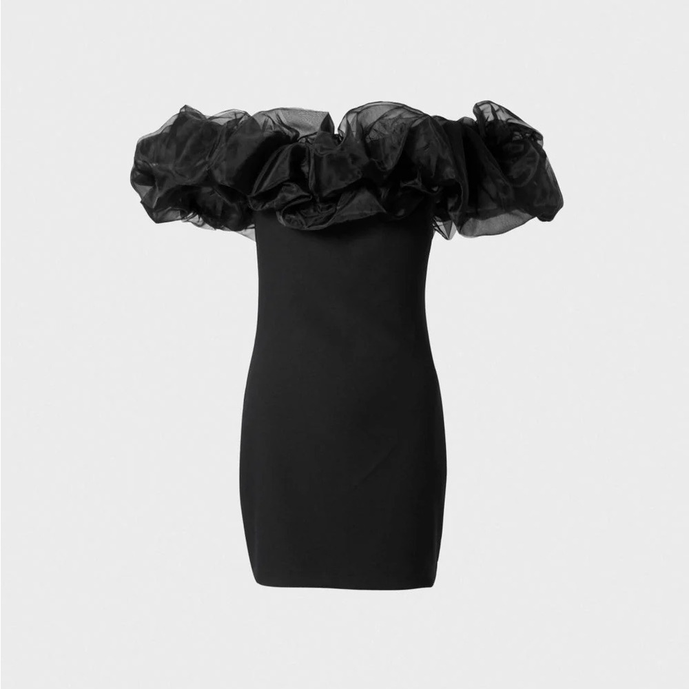 Saturday Club Organza Mini Dress- Black